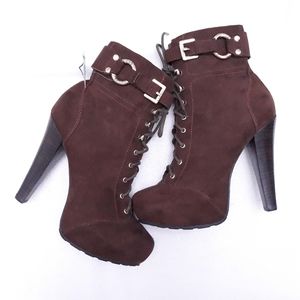 Guess Brown Suede Lace Up Boots Size 6M